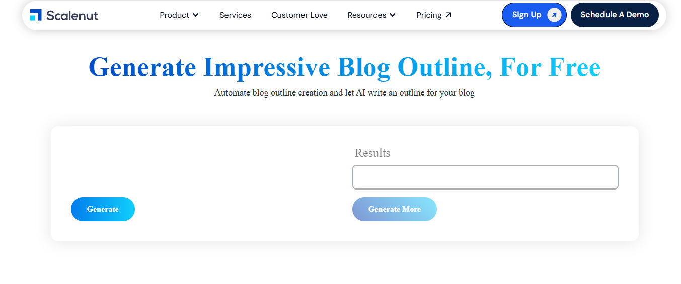 Scalenut’s outline creation tool