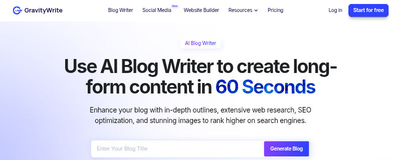 GravityWrite homepage