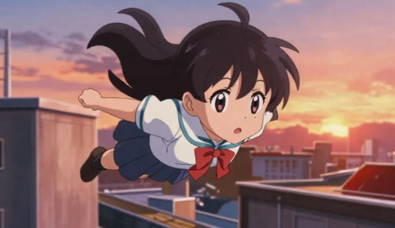 an illustration of a high school girl in anime style