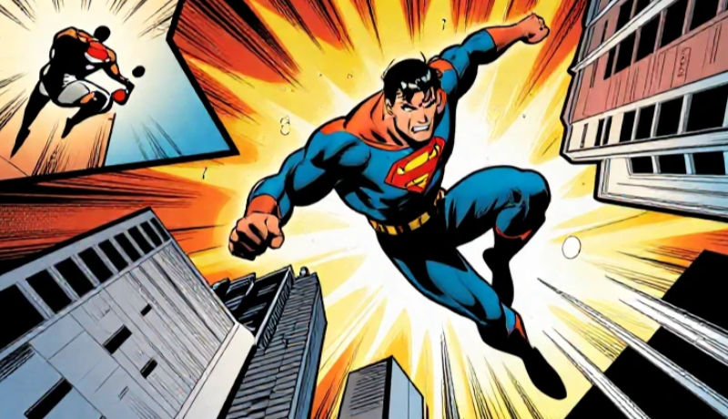 a picture of Superman in comicbook art style