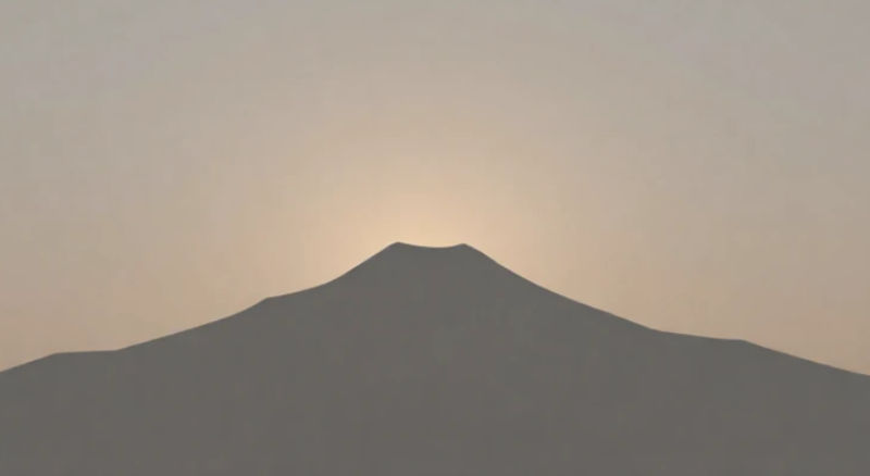 a minimalist art of a lone mountain peak