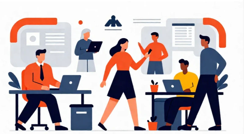 a flat image of editorial illustrations