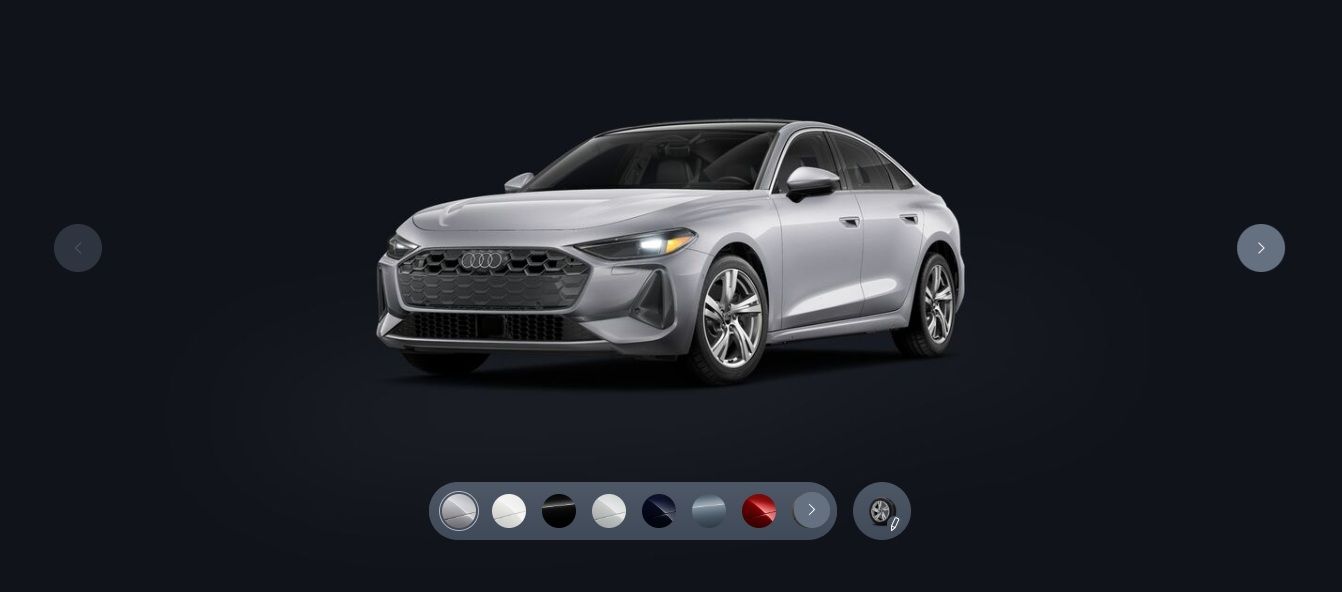 Audi sedan in a digital showroom configurator