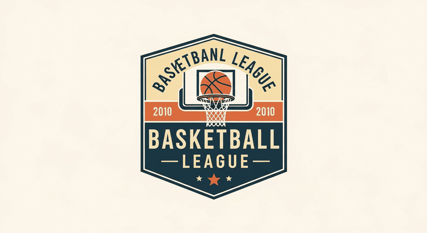 Vintage basketball badge logo with hoop icon