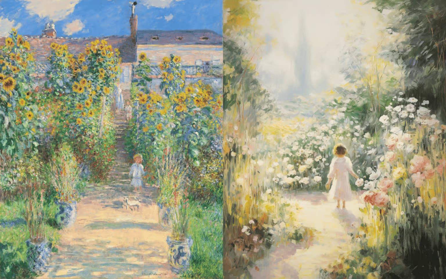 AI art vs human art comparison in expressionist oil paintings.