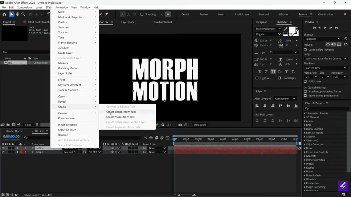Converting Text Into Shape Layers