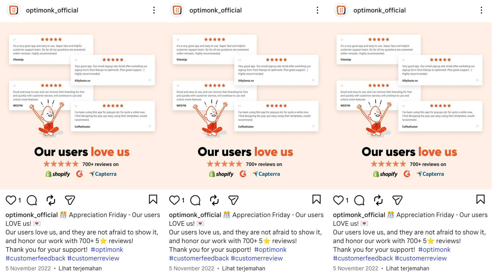 OptiMonk Instagram ad
