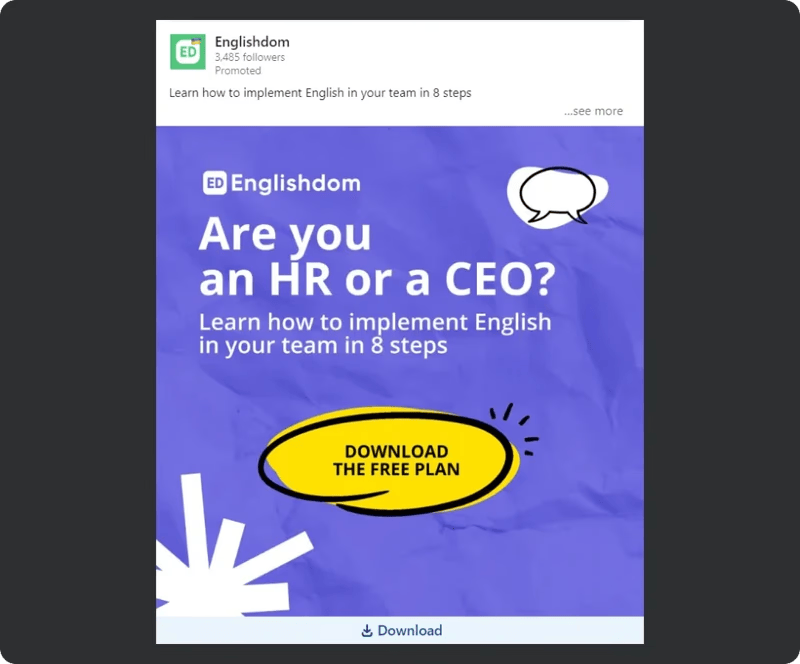 Englishdom ebook lead magnet for HR professionals