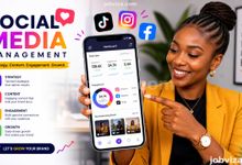 Person planning posts as a social media manager Nigeria on a laptop