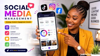 Person planning posts as a social media manager Nigeria on a laptop