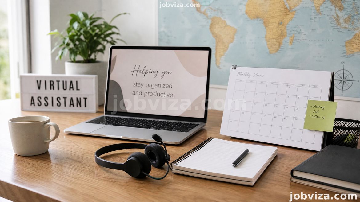 Home office setup of a virtual assistant in Nigeria taking notes