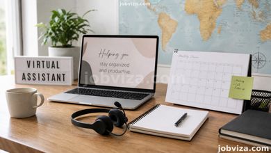 Home office setup of a virtual assistant in Nigeria taking notes