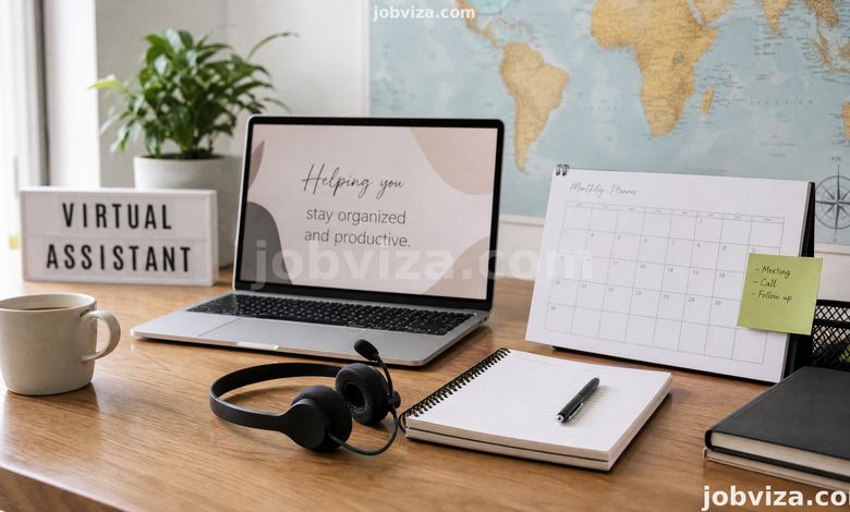 Home office setup of a virtual assistant in Nigeria taking notes