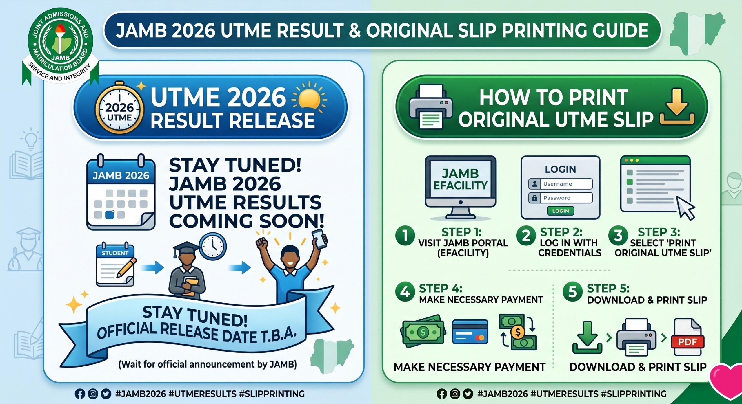 JAMB 2026 UTME Result Release Date And How To Print Original Slip