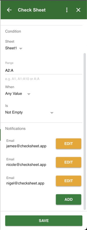 A check containing three separate notification targets