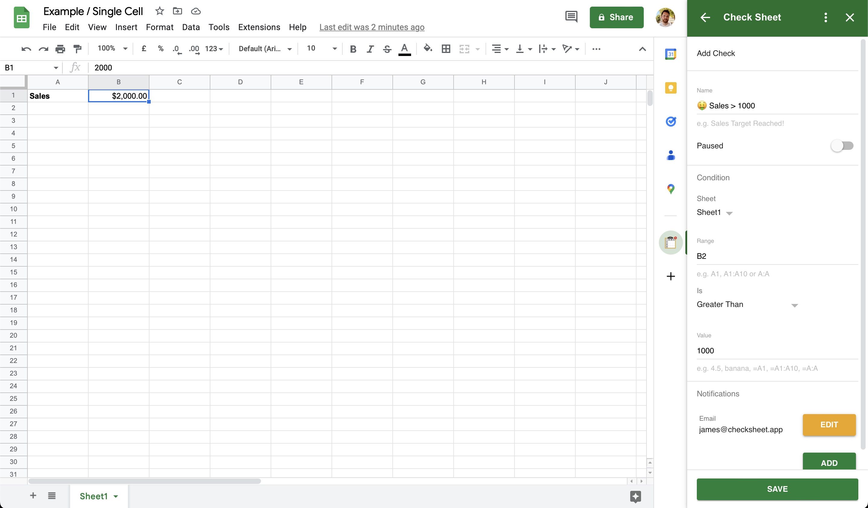 Checking when a cell value is changed