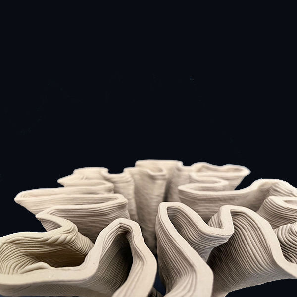 Robotic clay printing coral 02