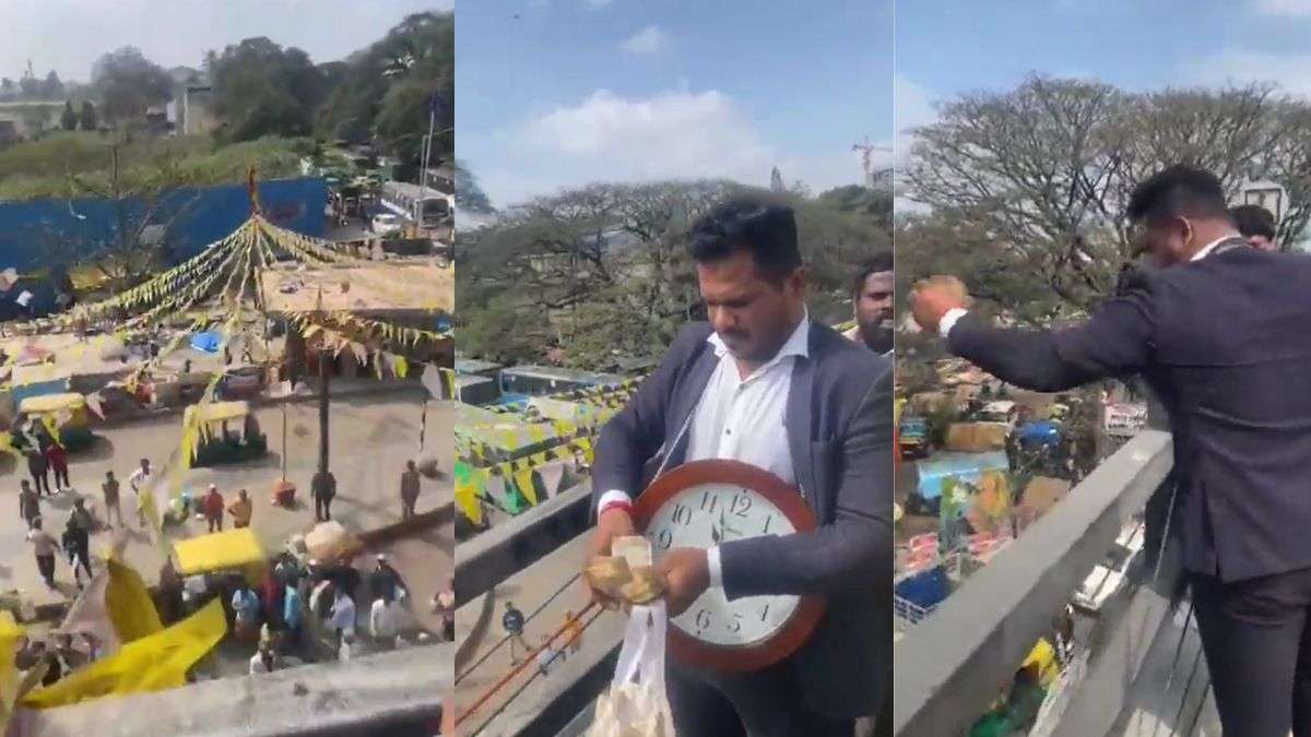 Karnataka News : युवक ने फ्लाईओवर से उड़ाये नोट, लूटने की मची होड़
