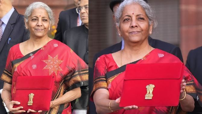 Budget-2023-24 : लाल रंग के बैग में टैबलेट लेकर संसद पहुंची वित्त मंत्री सीतारमण