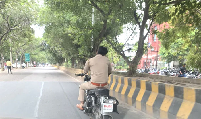 Police without helmet