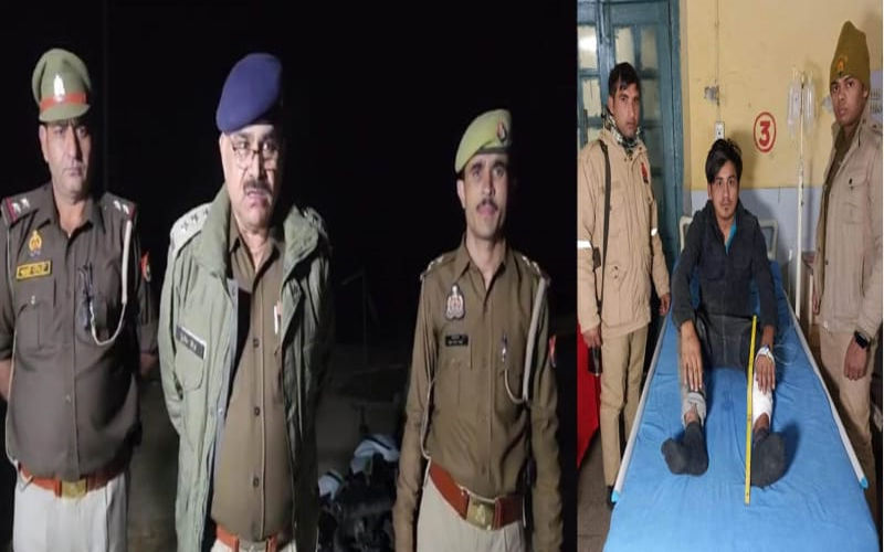 चोरी को अंजाम देने वाले बदमाशों को पुलिस ने मुठभेड़ के बाद किया लंगड़ा