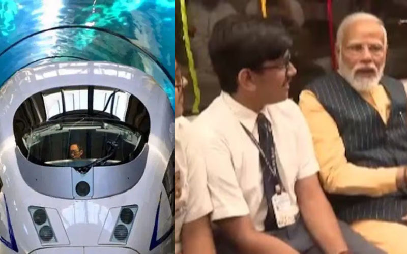 देश में पहली बार पानी के नीचे दौड़ी मेट्रो, PM ने बच्चों संग किया सफर