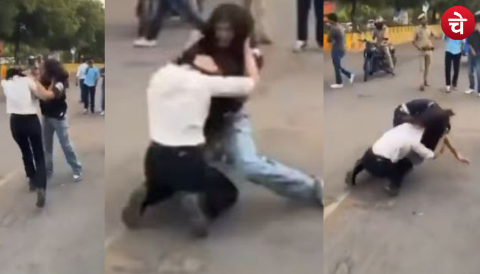 सड़क के बीचों-बीच भिड़ी पापा की परियां, वीडियो वायरल