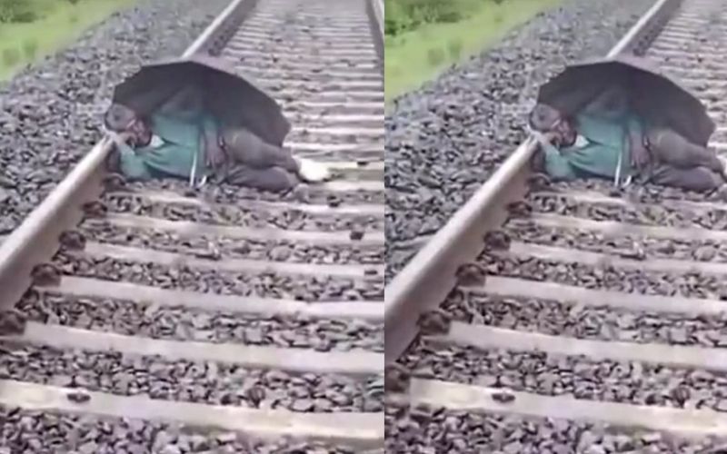 गमछा बिछाकर रेलवे ट्रैक पर आराम से सो रहा था शख्स, ट्रेन आई और फिर...