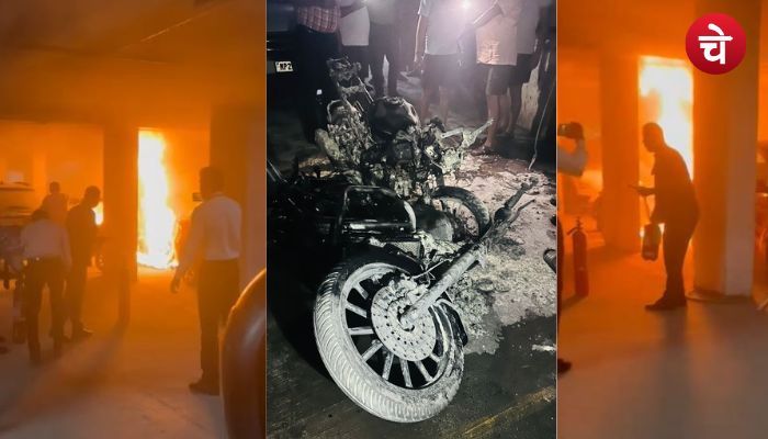 ग्रेटर नोएडा वेस्ट की फ्यूजन होम्स सोसाइटी में लगी भीषण आग, चपेट में आई कई गाड़ियां