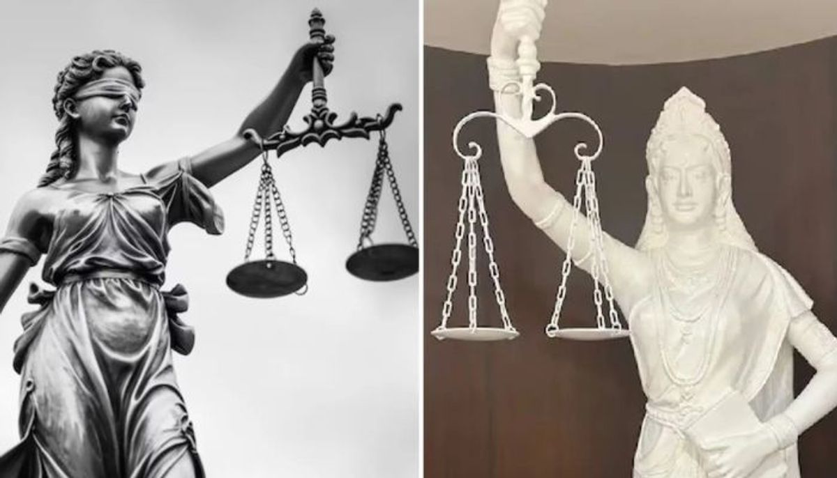 अंधा कानून नहीं चलेगा, न्याय की देवी की आंखों से हट गई पट्टी