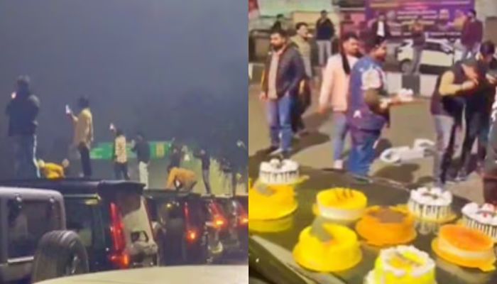 लखनऊ में बर्थडे पार्टी के नाम पर हुल्लड़बाजी, चौराहे पर डांस के साथ आतिशबाजी