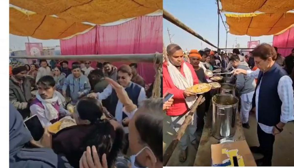 महाकुंभ में 'रामायण' के श्री राम ने बांटा प्रसाद, श्रद्धालु लेने लगे आशीर्वाद