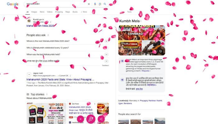 महाकुंभ 2025 पर गूगल भी बरसा रहा है गुलाब की पंखुड़ियां