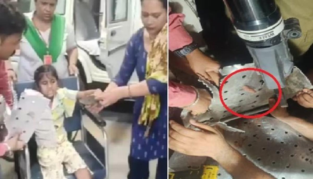 नोएडा में बचपन फंसा बेंच में, 6 घंटे की जंग के बाद लौटी मुस्कान