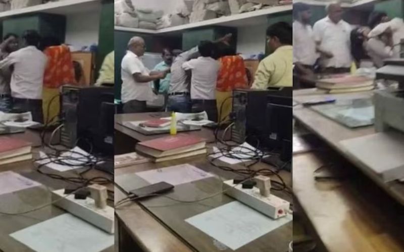 उत्तर प्रदेश में दबंग ठेकेदार की गुंडागर्दी : पीडब्ल्यूडी बाबू को आफिस में घुसकर पीटा, कांग्रेस ने सरकार पर साधा निशाना