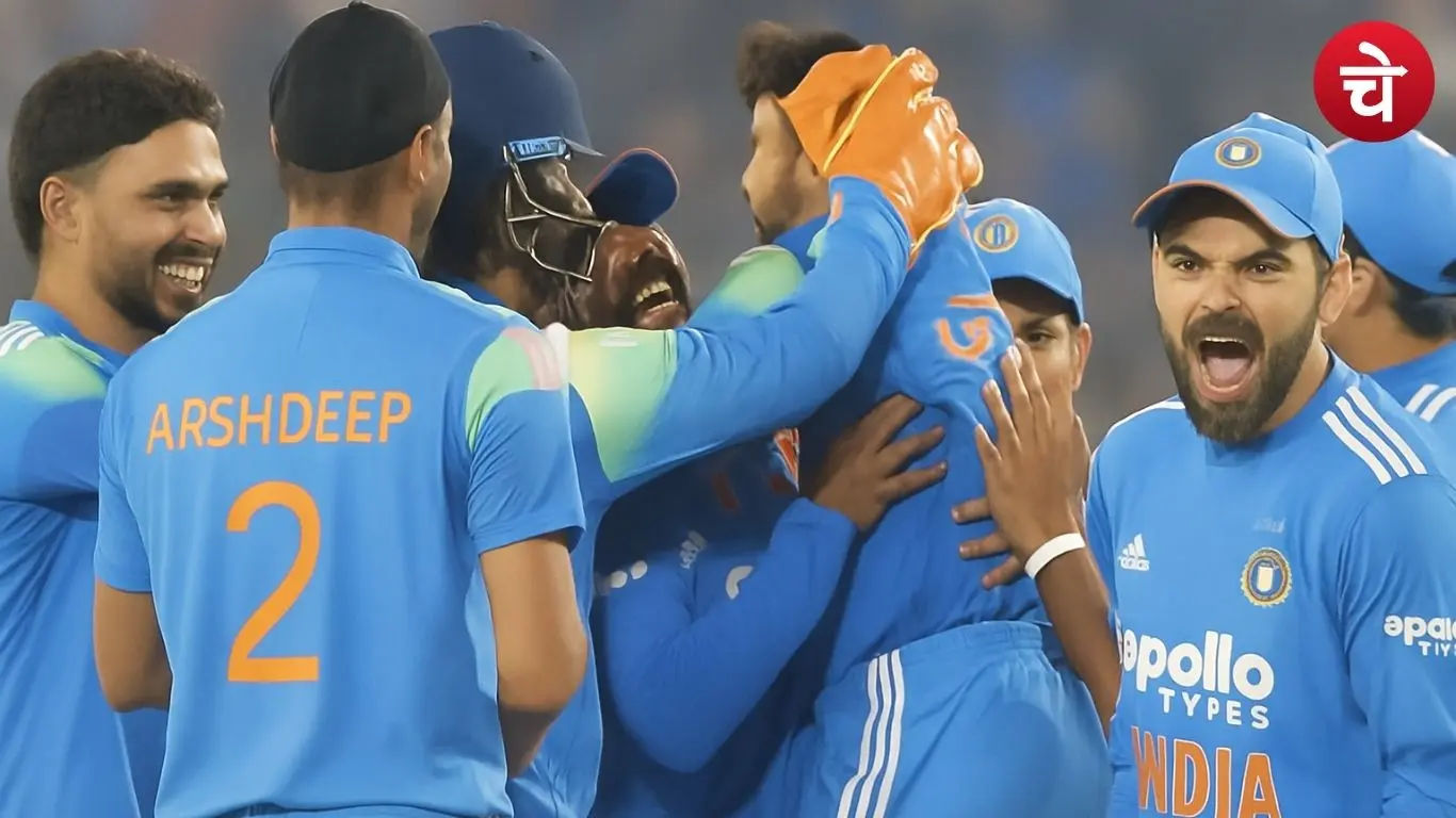 Indian players on the cricket field