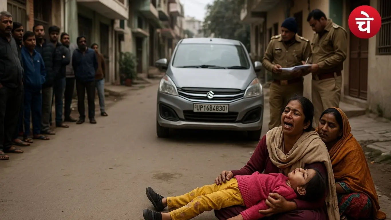 नोएडा सेक्टर-44 में हादसे के बाद जांच करती पुलिस टीम