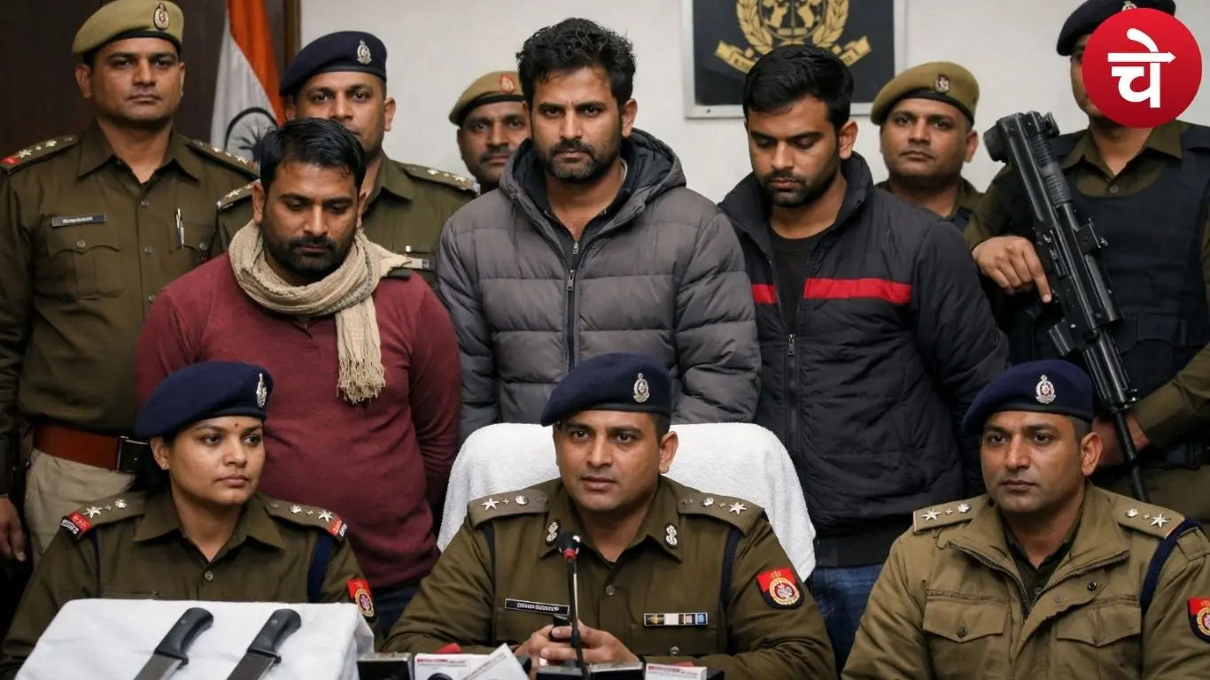 हापुड़ में पत्नी हत्याकांड का खुलासा करती पुलिस टीम