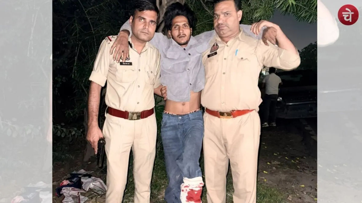 इंदिरापुरम में पुलिस मुठभेड़ के बाद स्नैचर गिरफ्तार, तमंचा-बाइक समेत कई सामान बरामद