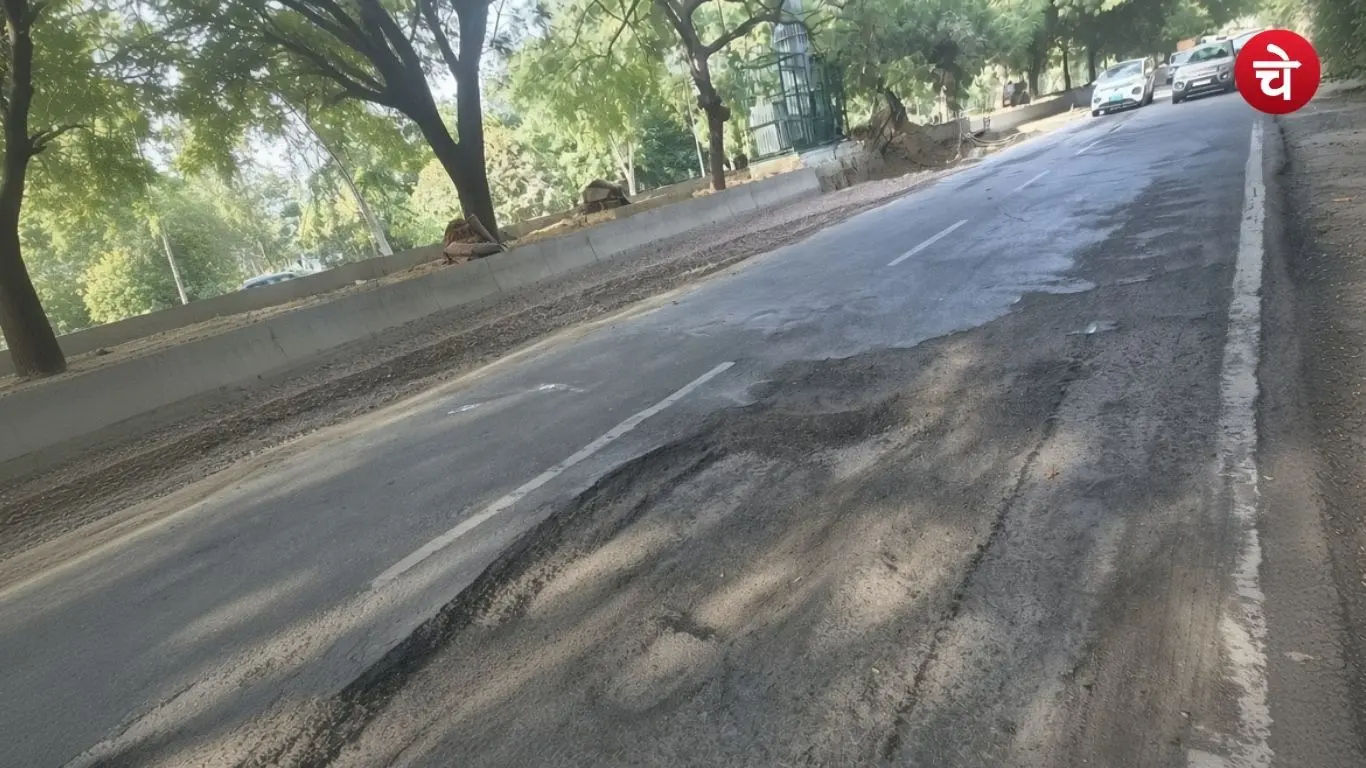 Potholes on the roads of Greater Noida
