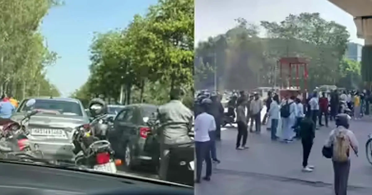 कर्मचारियों के उग्र आंदोलन के कारण नोएडा हुआ बड़े जाम का शिकार