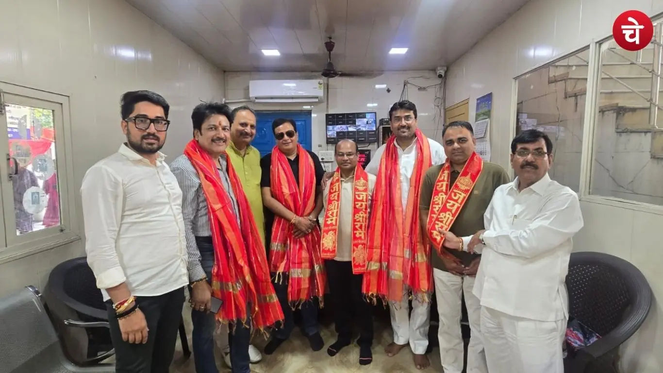 Prominent citizens of Noida extending birthday greetings at the office of Dr. Piyush Dwivedi, Chairman of the Uttar Pradesh Udyog Vyapar Mandal, in Noida