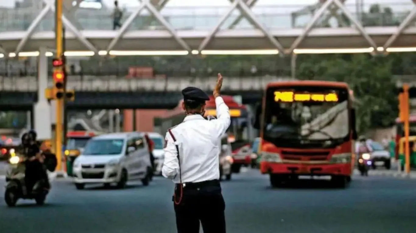 A traffic police officer managing traffic