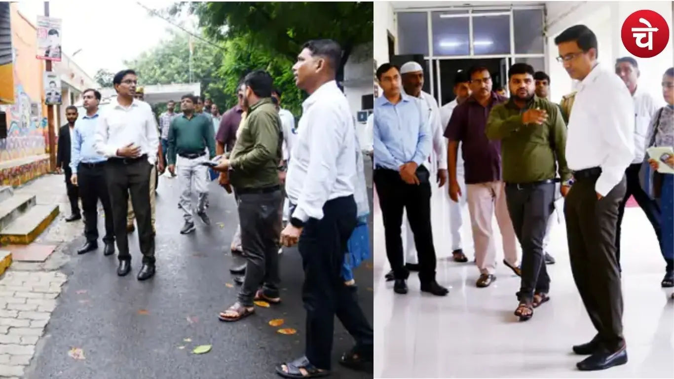 Divisional Commissioner Dr. Lokesh M.'s file during inspection