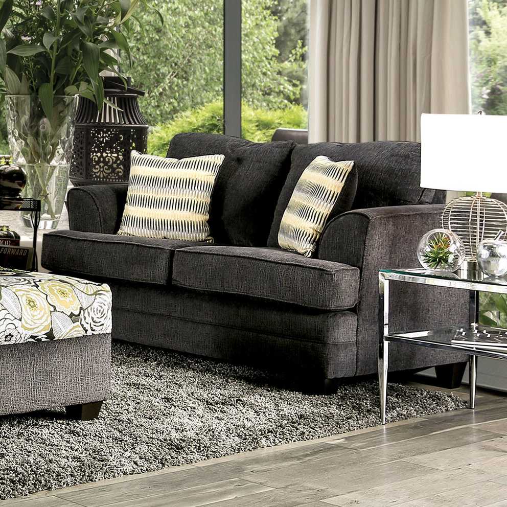 Shop Furniture Of America Adeline Grey Chenille Loveseat – Free Within Adeline 3 Piece Sectionals (Photo 15 of 30)