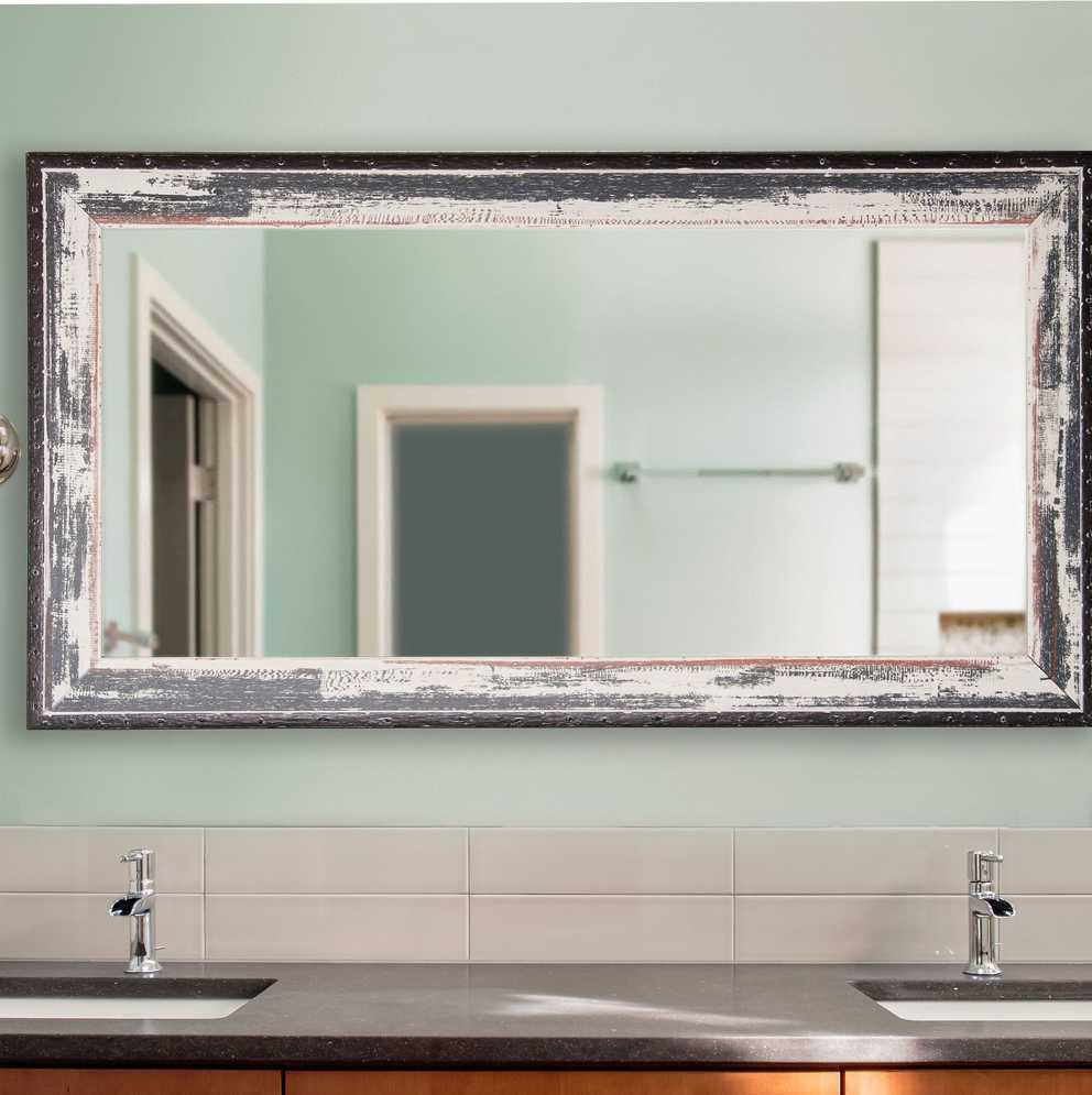 Explore Photos of Landover Rustic Distressed Bathroom/vanity Mirrors (Showing 3 of 30 Photos)