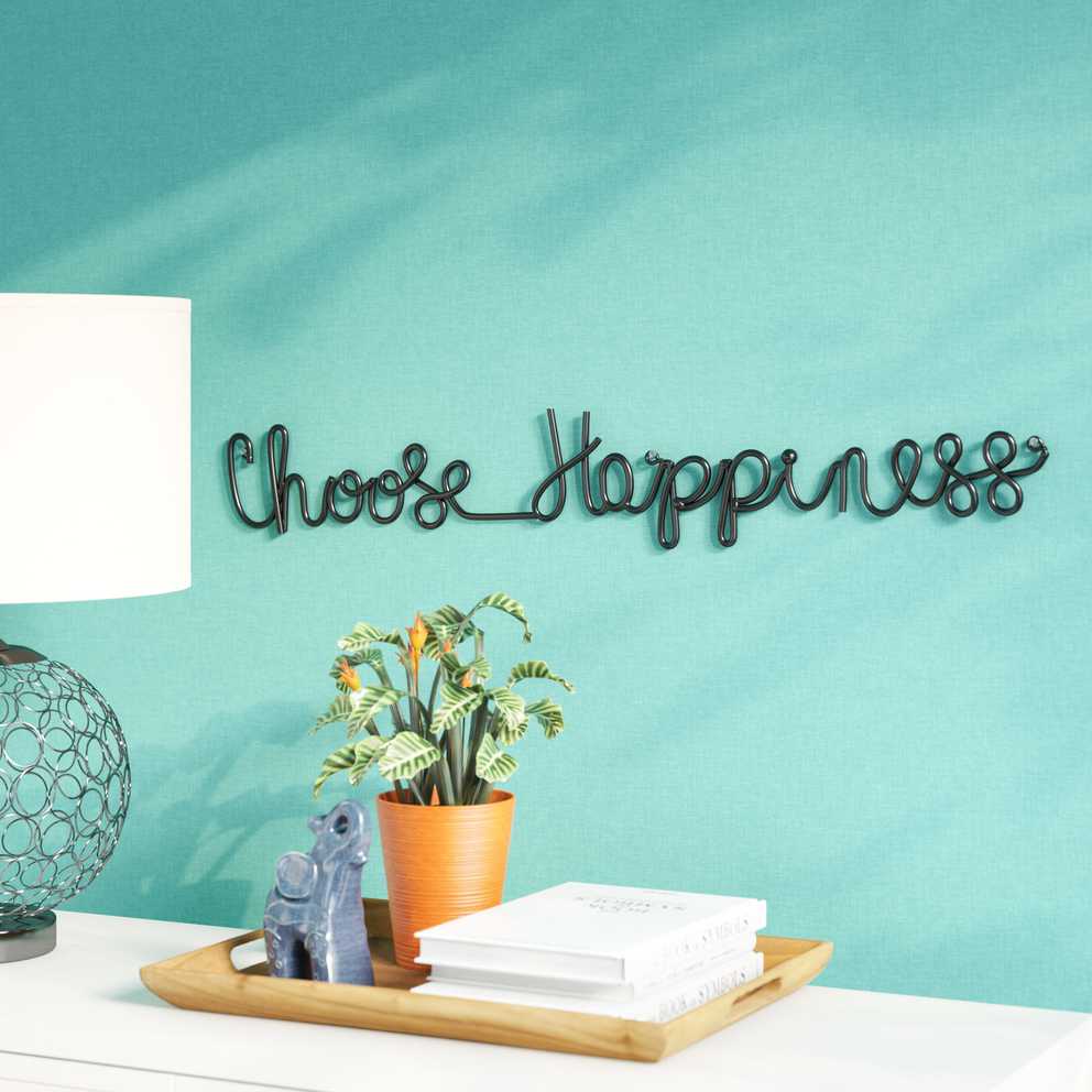 The Best Choose Happiness 3d Cursive Metal Wall Decor