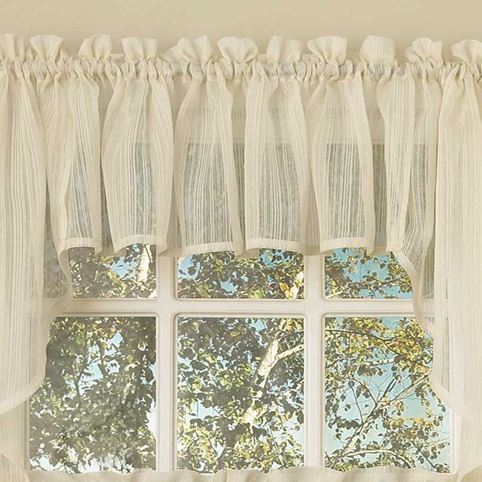 Featured Image of Ivory Micro Striped Semi Sheer Window Curtain Pieces