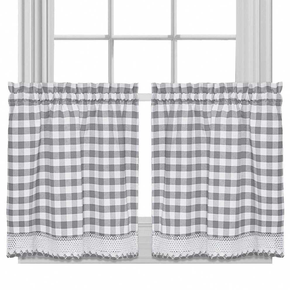 Featured Image of Cotton Blend Grey Kitchen Curtain Tiers