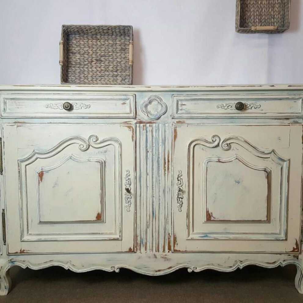 Country Chic Buffet / Side Board / Beige And Blue Dry Throughout Rockville 45.3&quot; Wide 7 Drawer Sideboards (Photo 1 of 15)